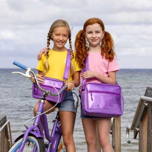 Large Crossbody Bag Purple Glitter