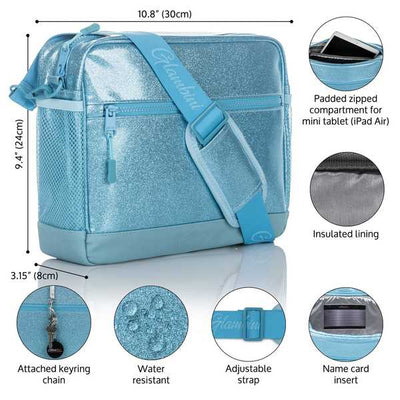 Large Crossbody Bag Aqua Glitter