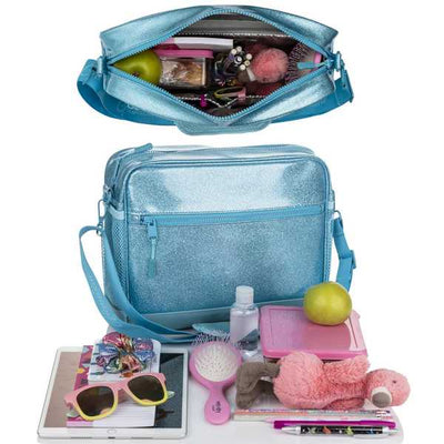 Large Crossbody Bag Aqua Glitter